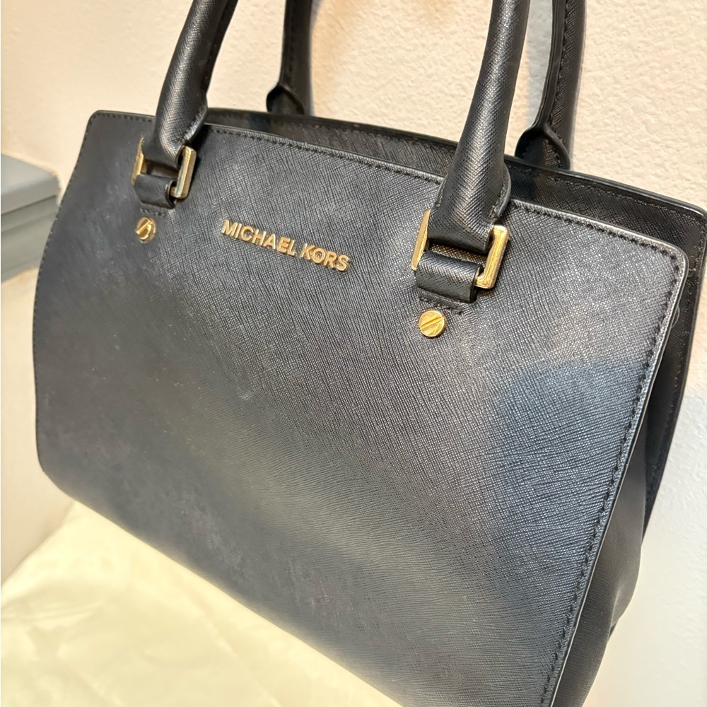 Michael Kors Black Selma Saffiano Leather Satchel - Picture 9 of 16